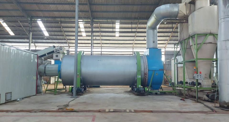 Biomass Three-Cylinder Rotary Dryer in Indonesia